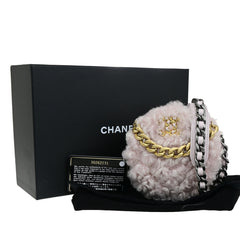 Chanel 19 Round Clutch with Chain Quilted Shearling