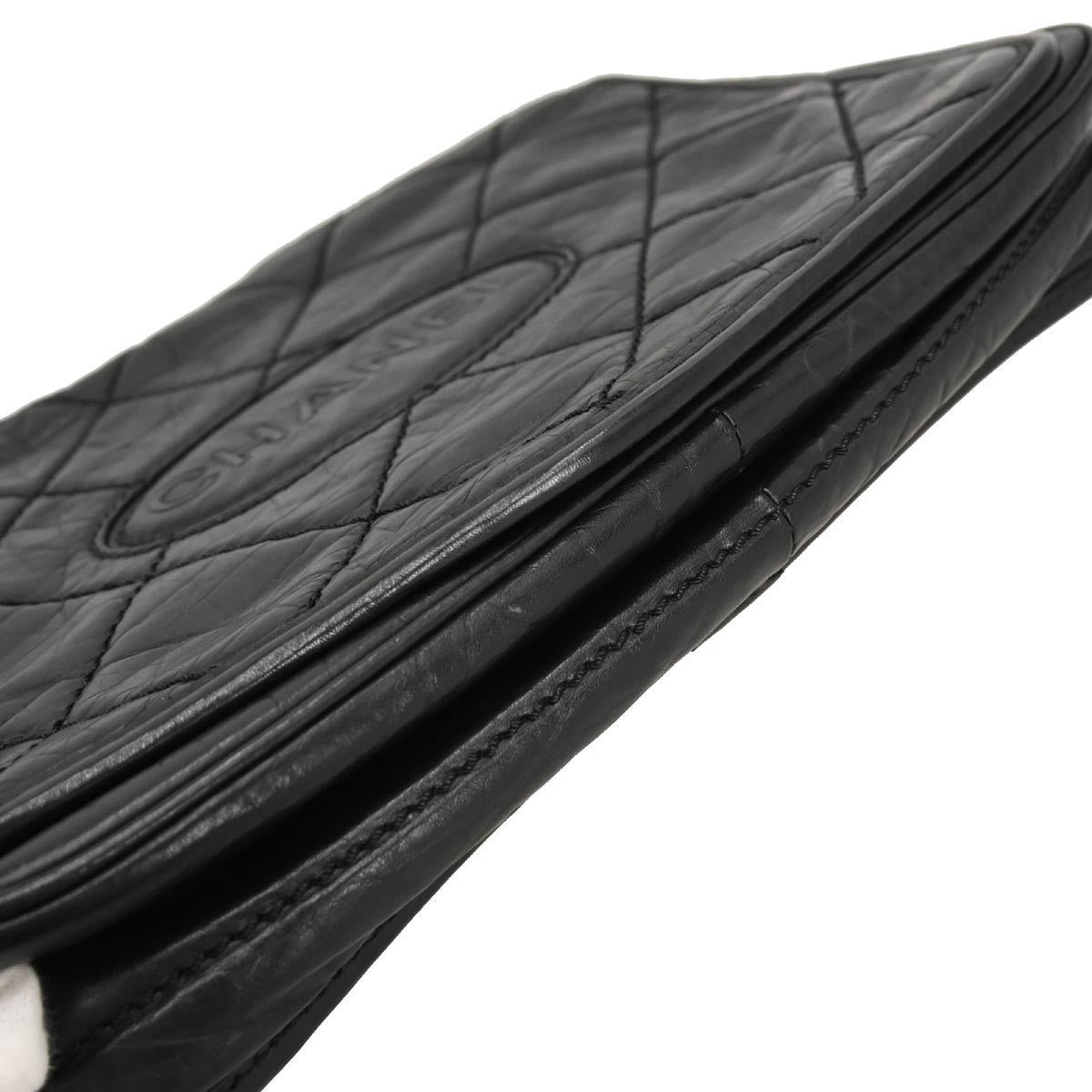 Chanel Vintage Logo Messenger Bag Quilted Aged Calfskin