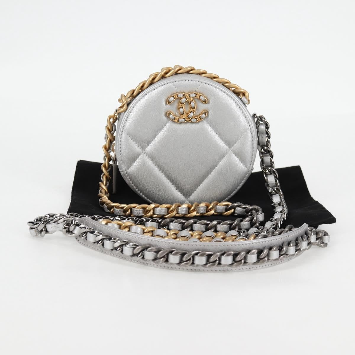 Chanel 19 Round Clutch with Chain Quilted Leather