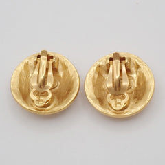 Chanel Vintage CC Round Button Clip-On Earrings Metal