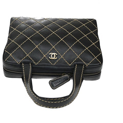 Chanel Surpique Zip Around Satchel Quilted Leather