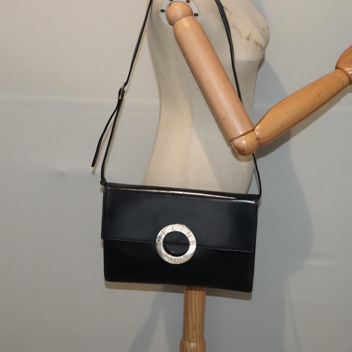 Celine Vintage Circle Logo Crossbody Bag Leather