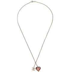 Chanel CC and Heart Pendant Necklace Metal
