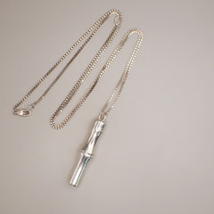 Gucci Bamboo Drop Pendant Necklace Sterling Silver