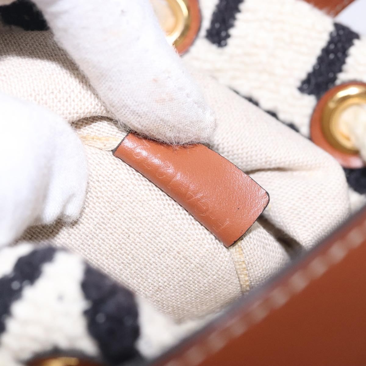 Celine Teen Drawstring Plein Soleil Bucket Bag Canvas with Leather