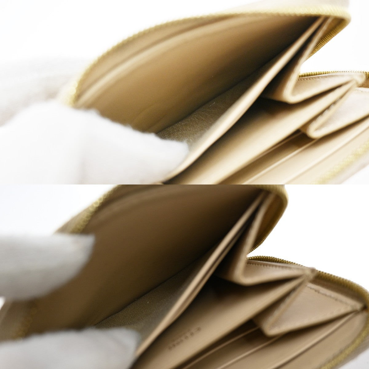 Celine C Charm Zip Around Wallet Quilted Leather