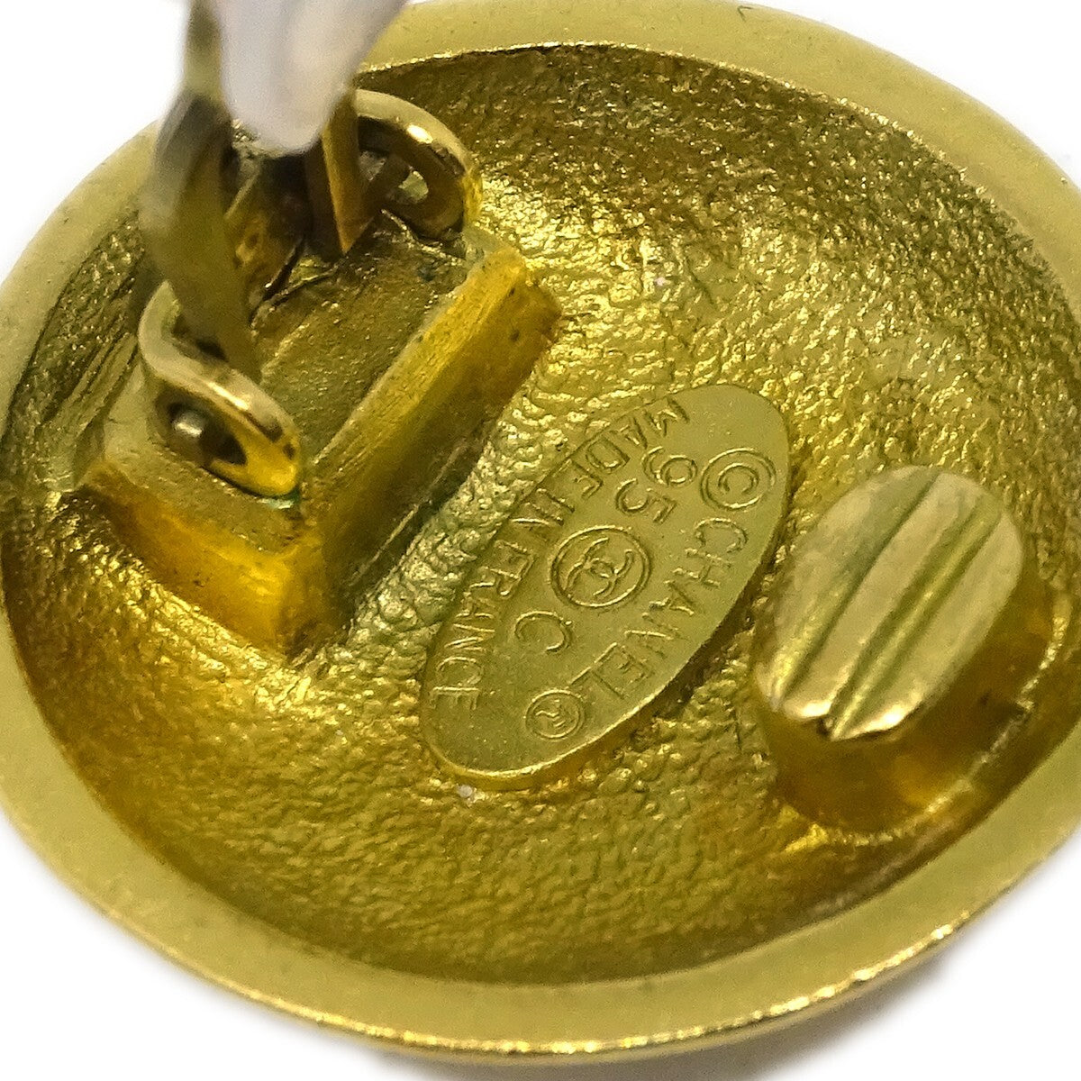 Chanel Vintage CC Round Clip-On Earrings Metal