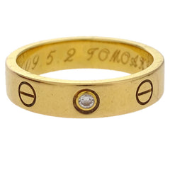 Cartier Love Wedding Band 1 Diamond Ring 18K Rose Gold with Diamond