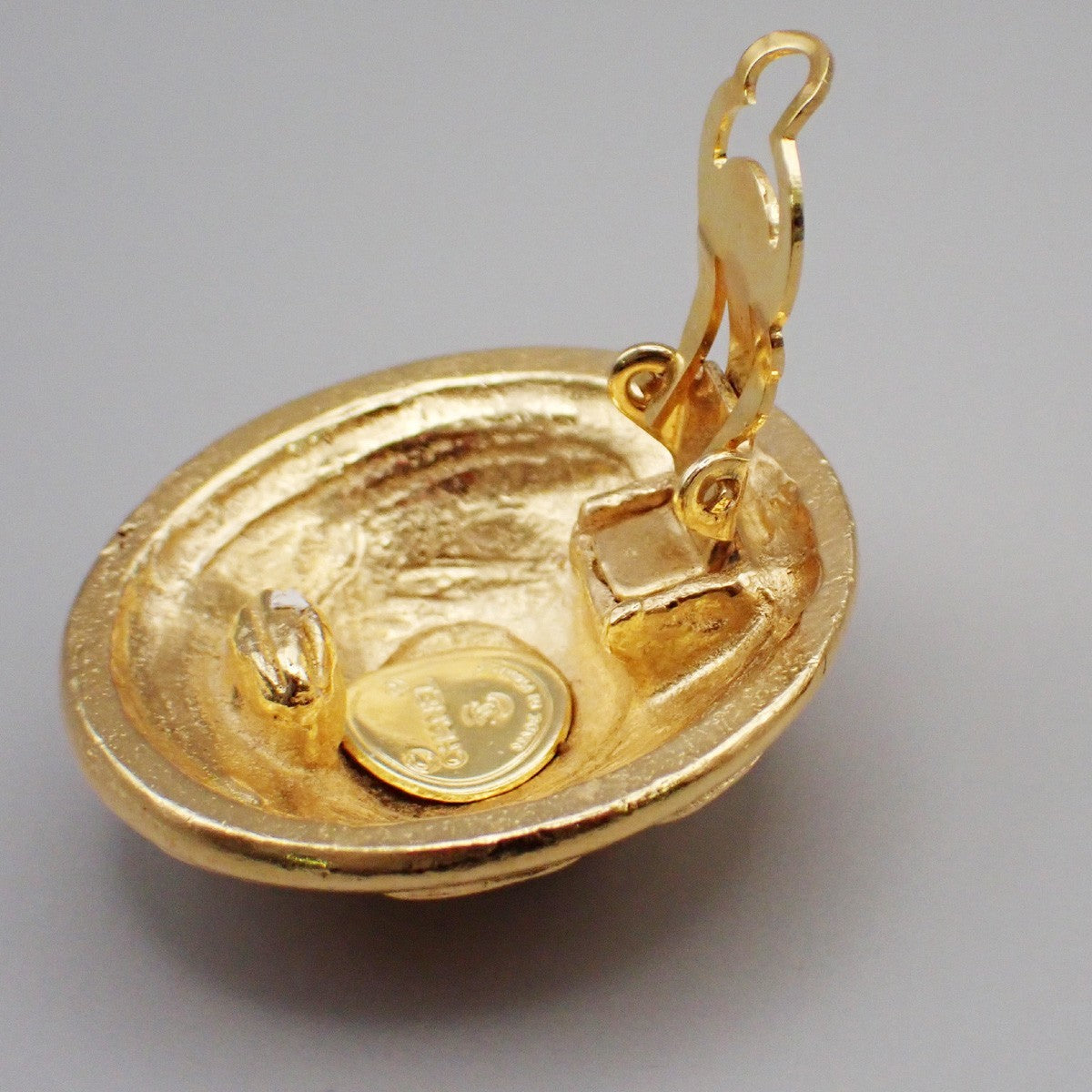 Chanel Vintage CC Round Button Clip-On Earrings Metal