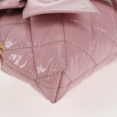 Chanel Bow Frame Clutch With Chain Quilted Patent with Lambskin