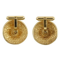 Chanel Vintage Logo Round Cufflinks Plated Gold