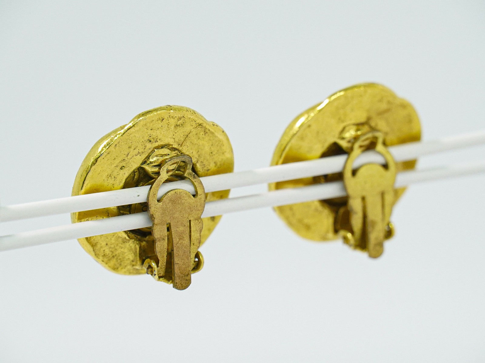 Chanel Vintage CC Round Clip-On Earrings Metal