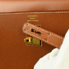 Hermes Kelly Handbag Brown Courchevel with Gold Hardware