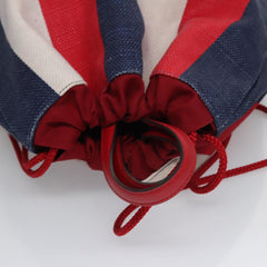 Gucci Logo Drawstring Backpack Striped Canvas