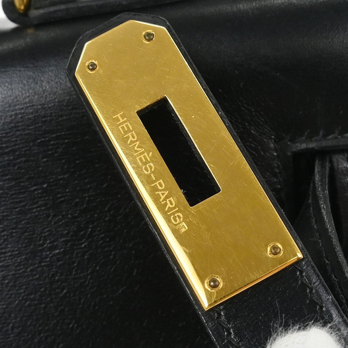 Hermes Kelly Handbag Black Box Calf with Gold Hardware