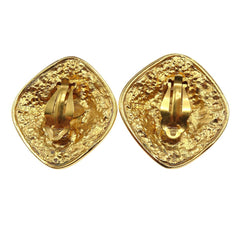 Chanel Vintage Diamond Clip-On Earrings Gold-plated