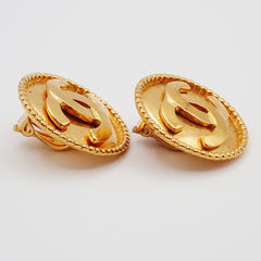 Chanel Vintage Round CC Clip-On Earrings Metal