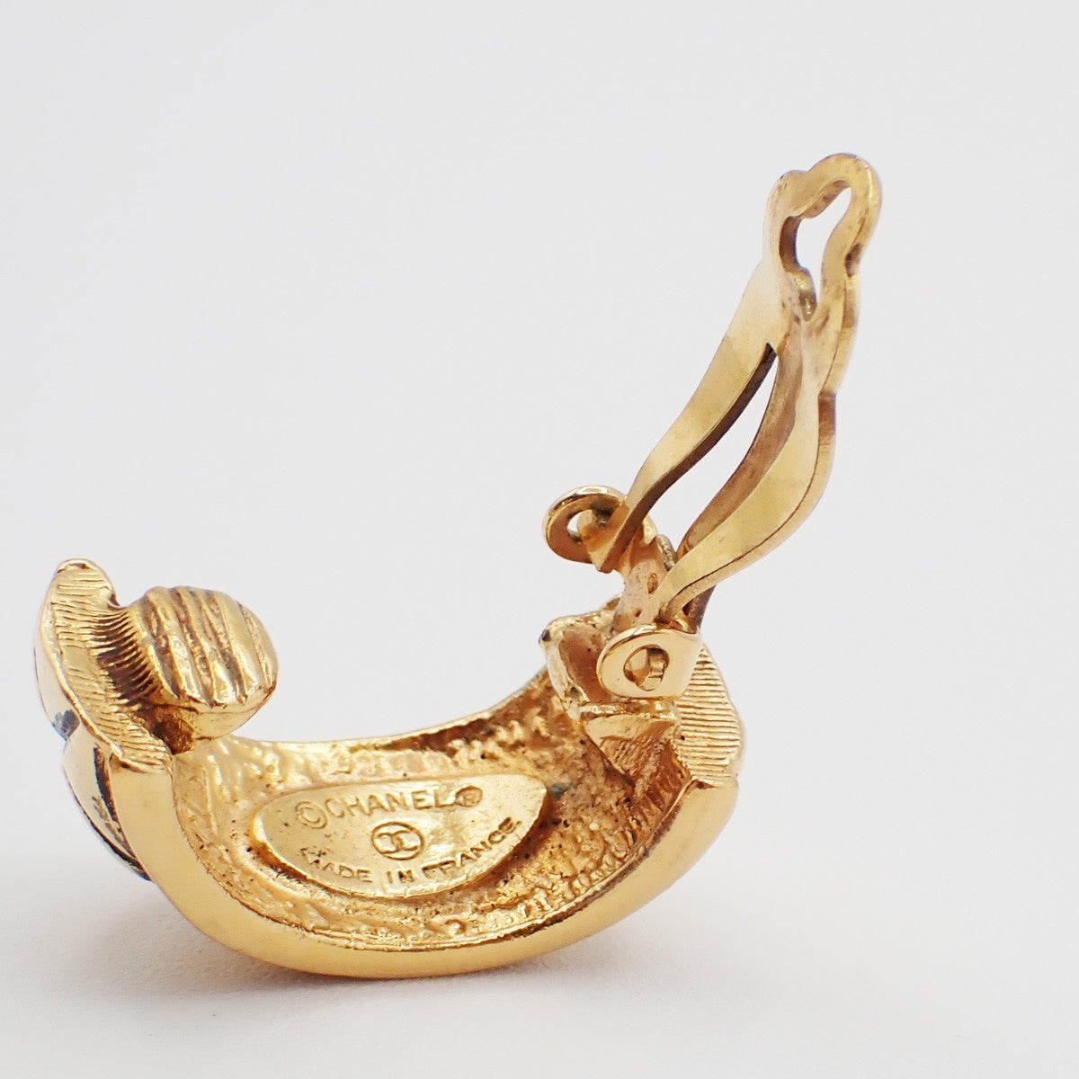 Chanel CC Quilted Hoop Earrings Gold Plated