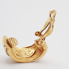 Chanel CC Quilted Hoop Earrings Gold Plated