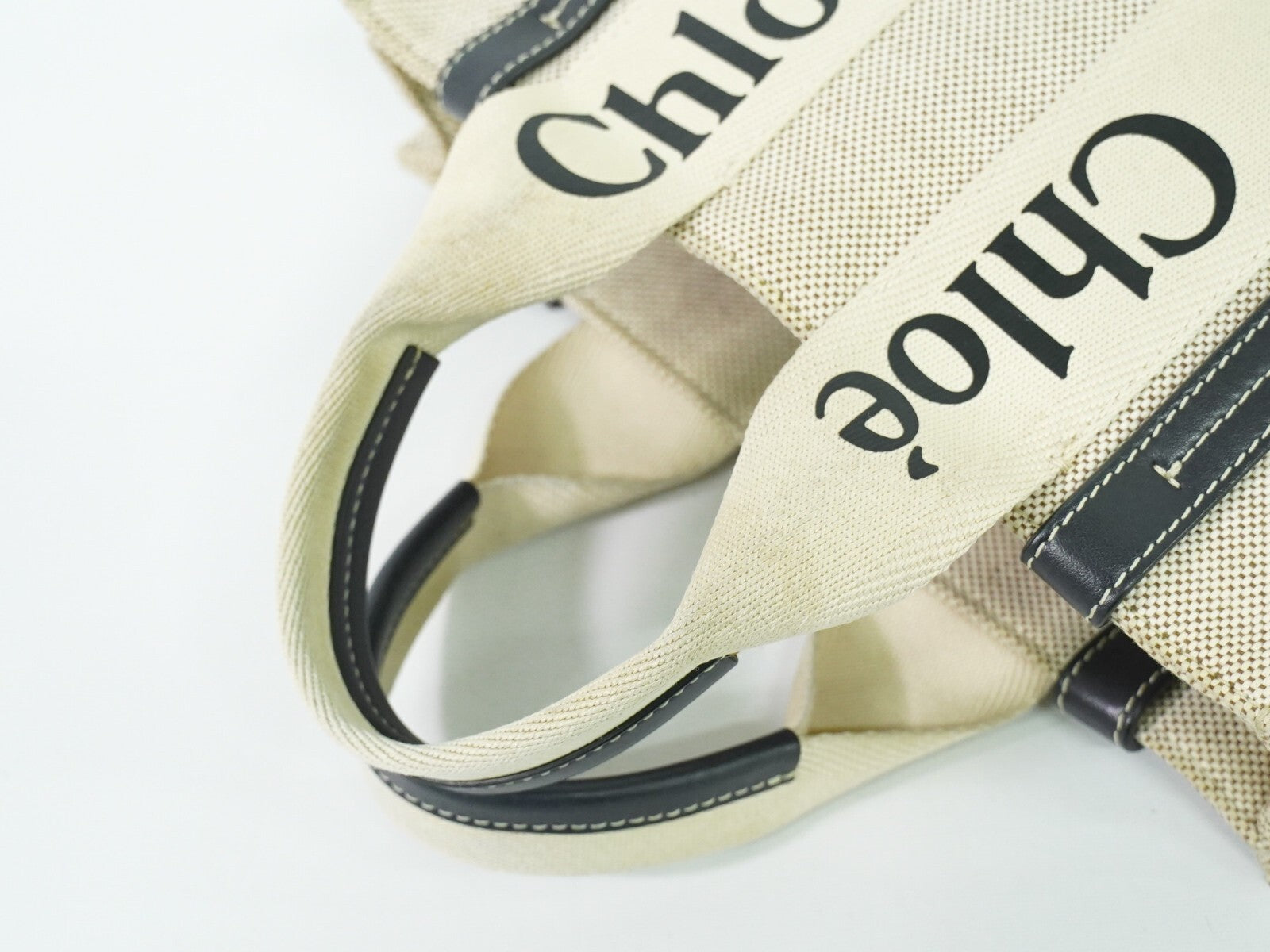 Chloe Woody Tote Canvas with Leather