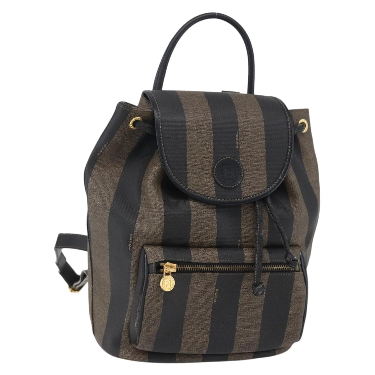 Fendi Pequin Front Pocket Backpack Coated Canvas