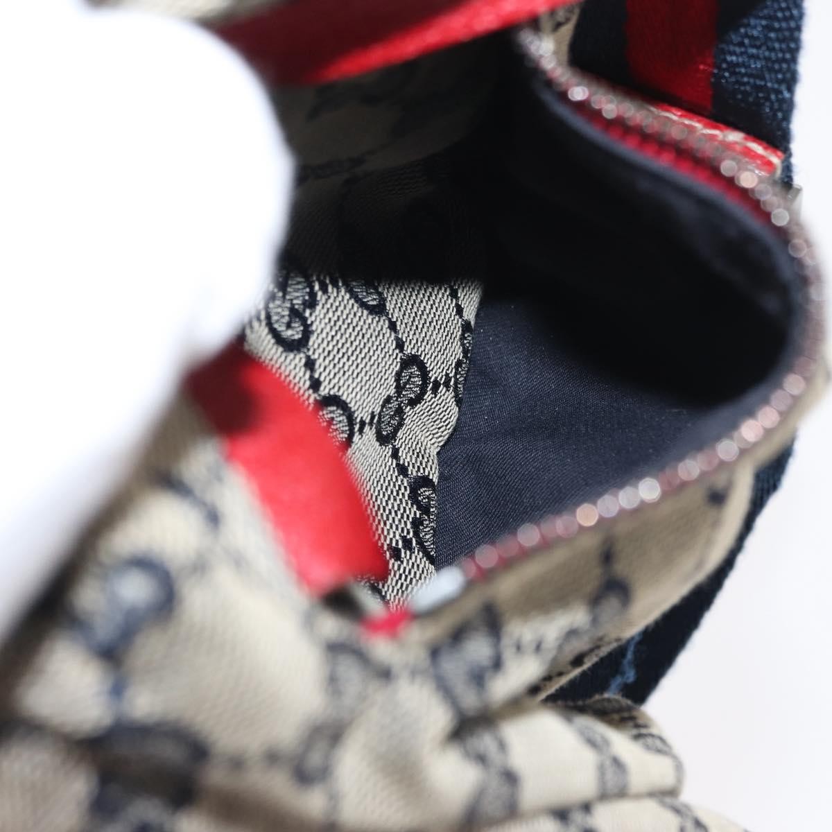 Gucci Vintage Double Belt Bag GG Canvas with Leather