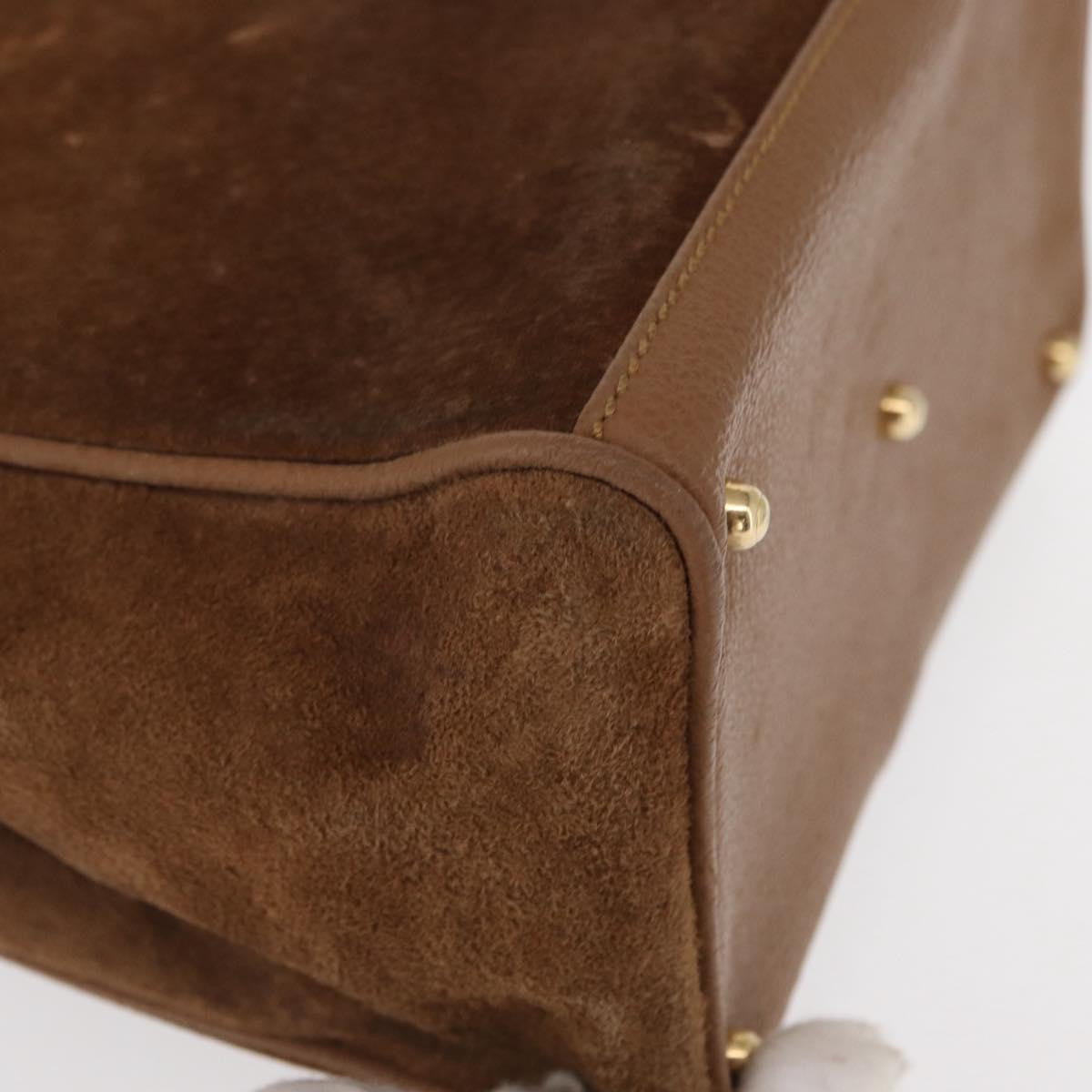 Gucci Vintage Bamboo Front Pocket Tote Suede