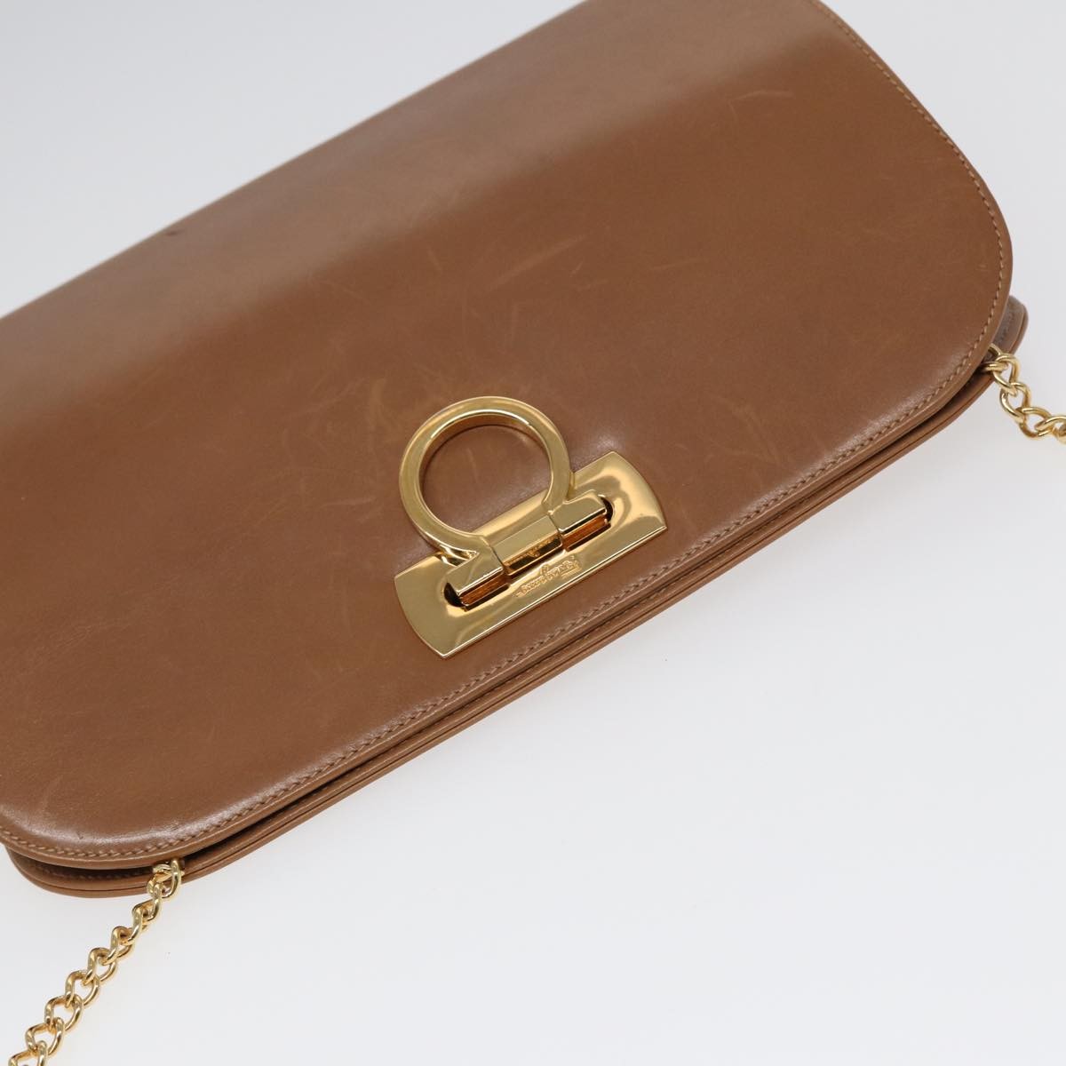 Salvatore Ferragamo Vintage Gancini Chain Shoulder Bag Leather