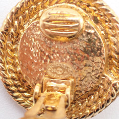 Chanel Vintage Round Clip-On Earrings Metal with Faux Pearl