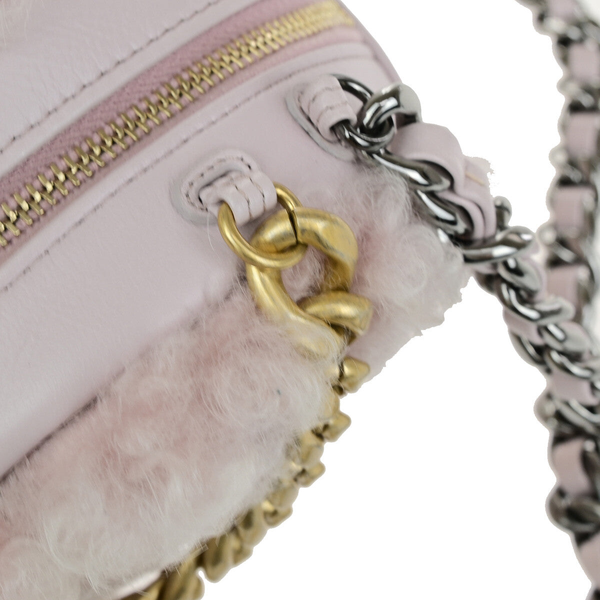 Chanel 19 Round Clutch with Chain Quilted Shearling