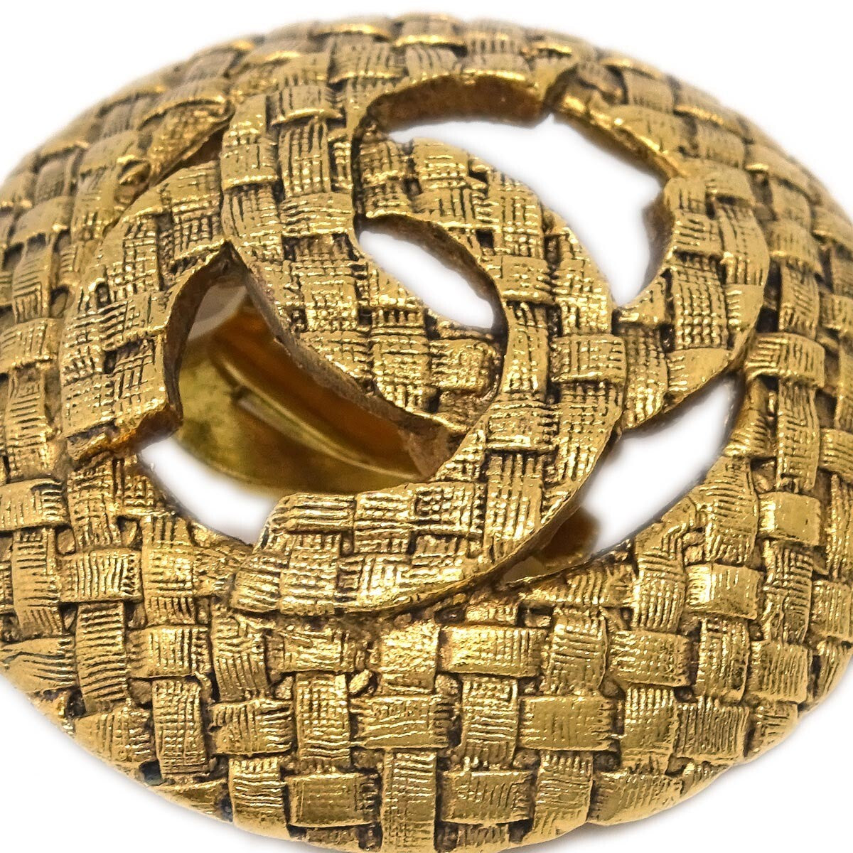 Chanel Vintage CC Round Cutout Clip-On Earrings Metal