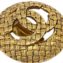Chanel Vintage CC Round Cutout Clip-On Earrings Metal