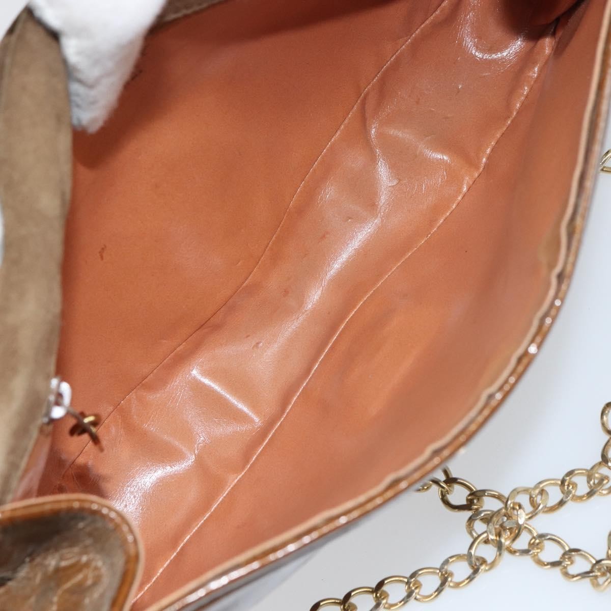 Bally Vintage Chain Shoulder Bag Quilted Patent leather