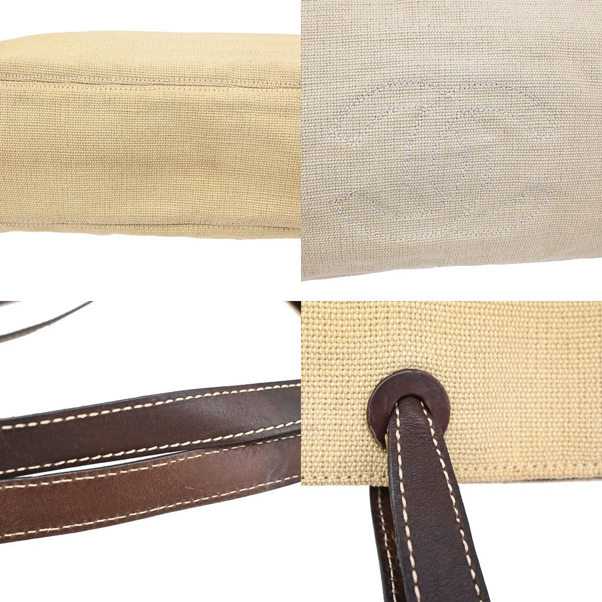 Chanel Vintage CC Tote Canvas with Leather