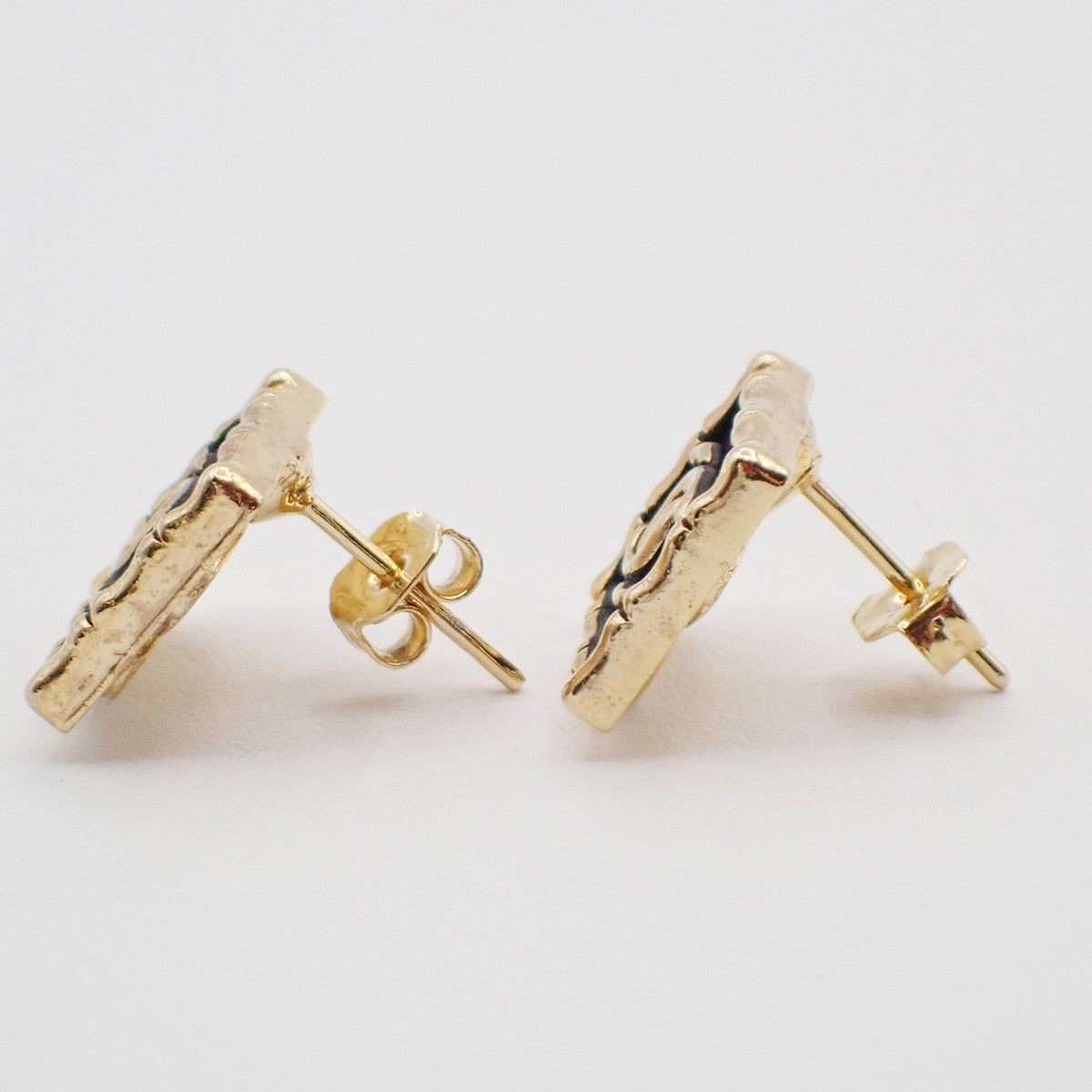 Chanel CC Square Stud Earrings Metal with Enamel