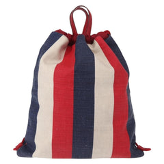 Gucci Logo Drawstring Backpack Striped Canvas