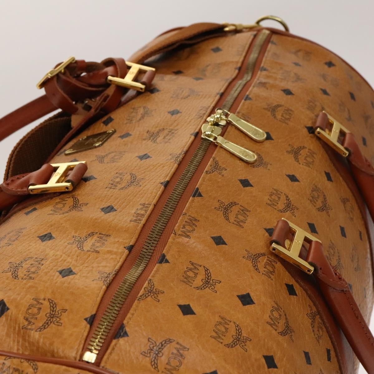 MCM Visetos Handbag Canvas and Leather