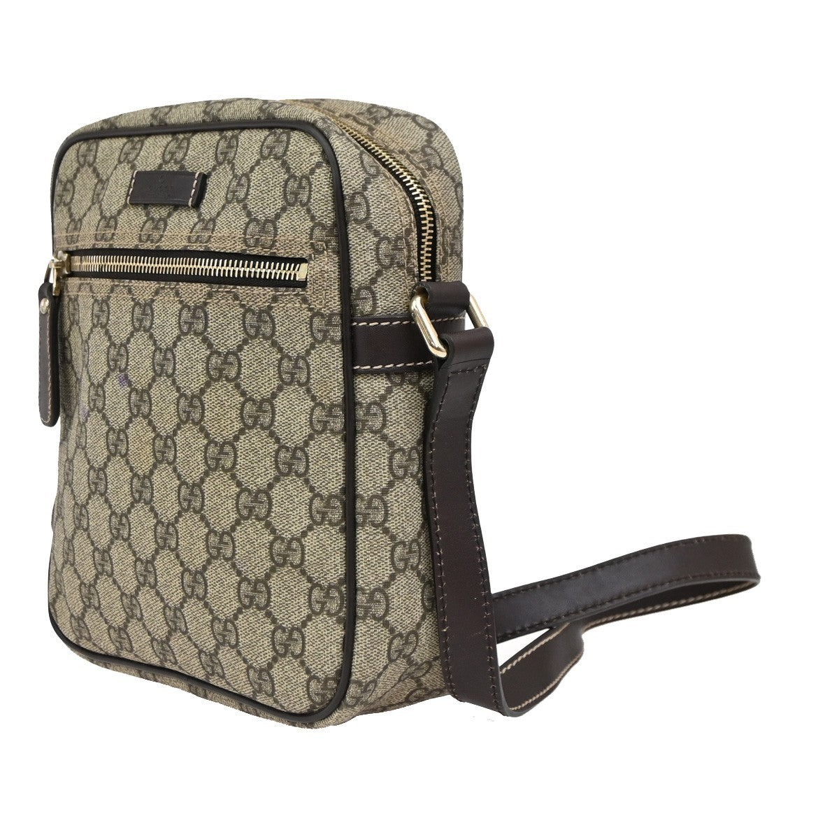 Gucci Front Zip Messenger GG Coated Canvas