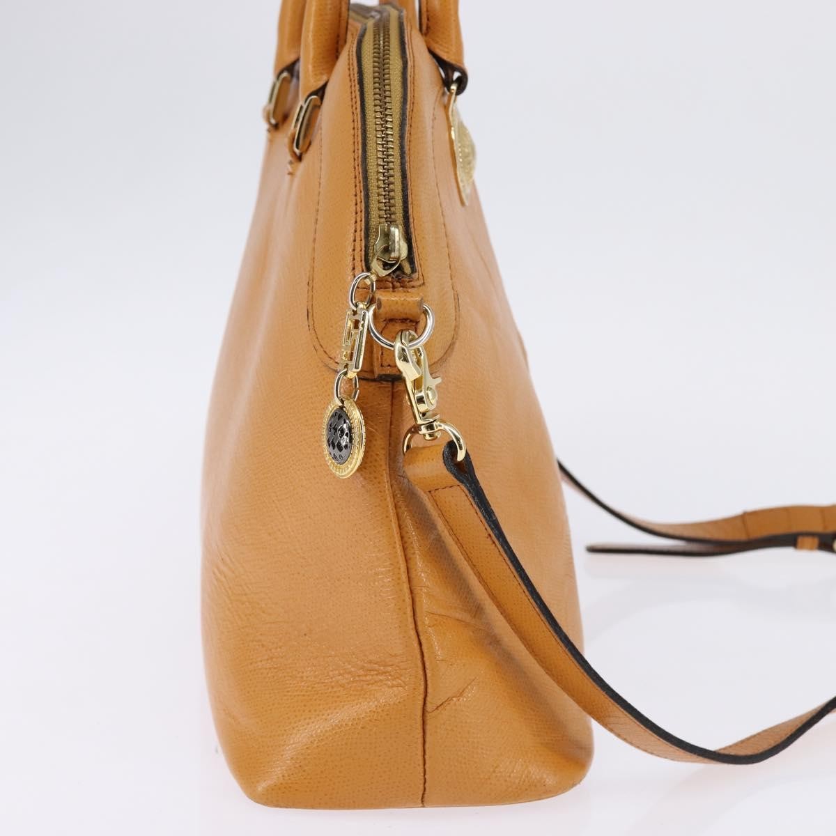 Versace Vintage Sun Zip Satchel Embossed Leather