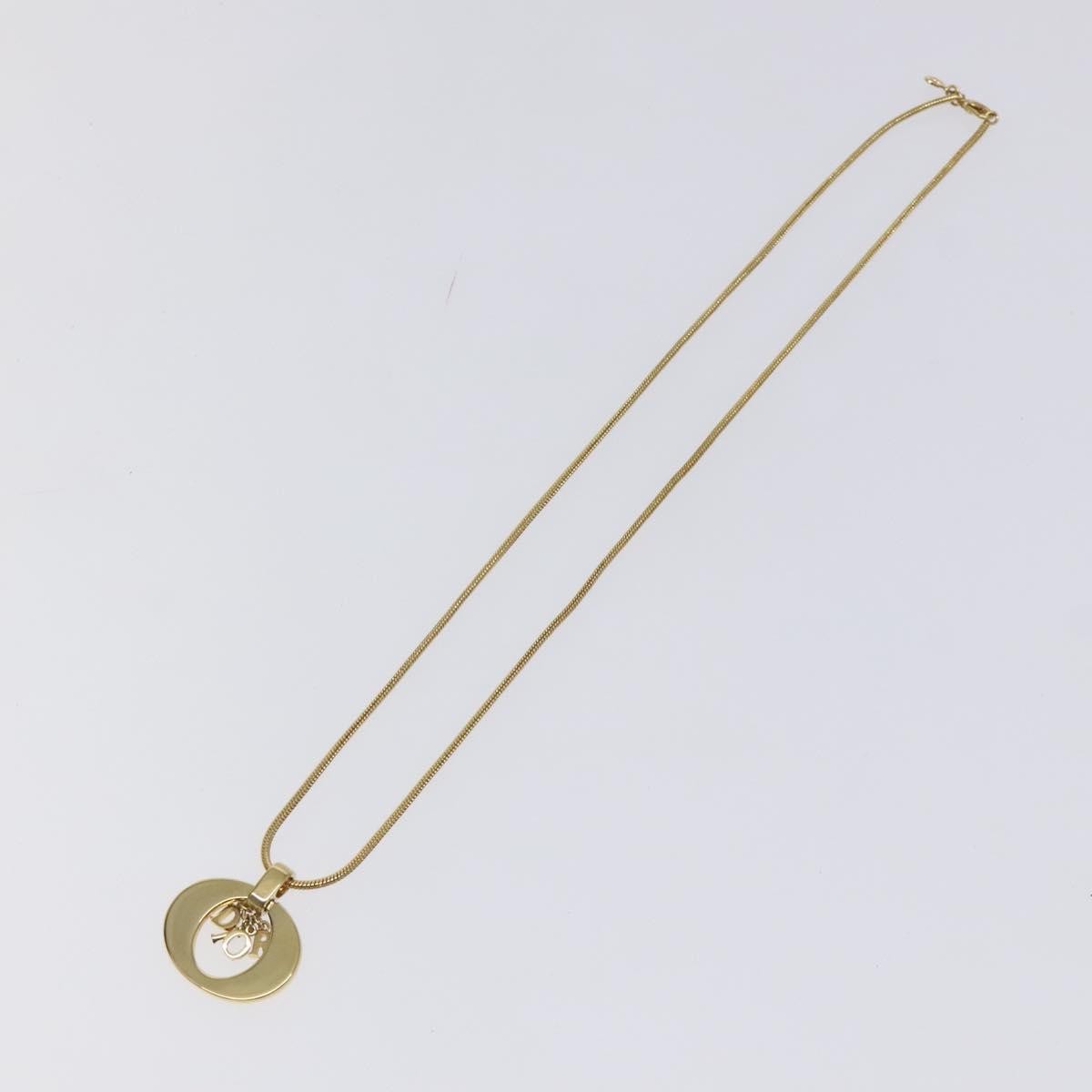 Christian Dior Round Logo Pendant Necklace Metal