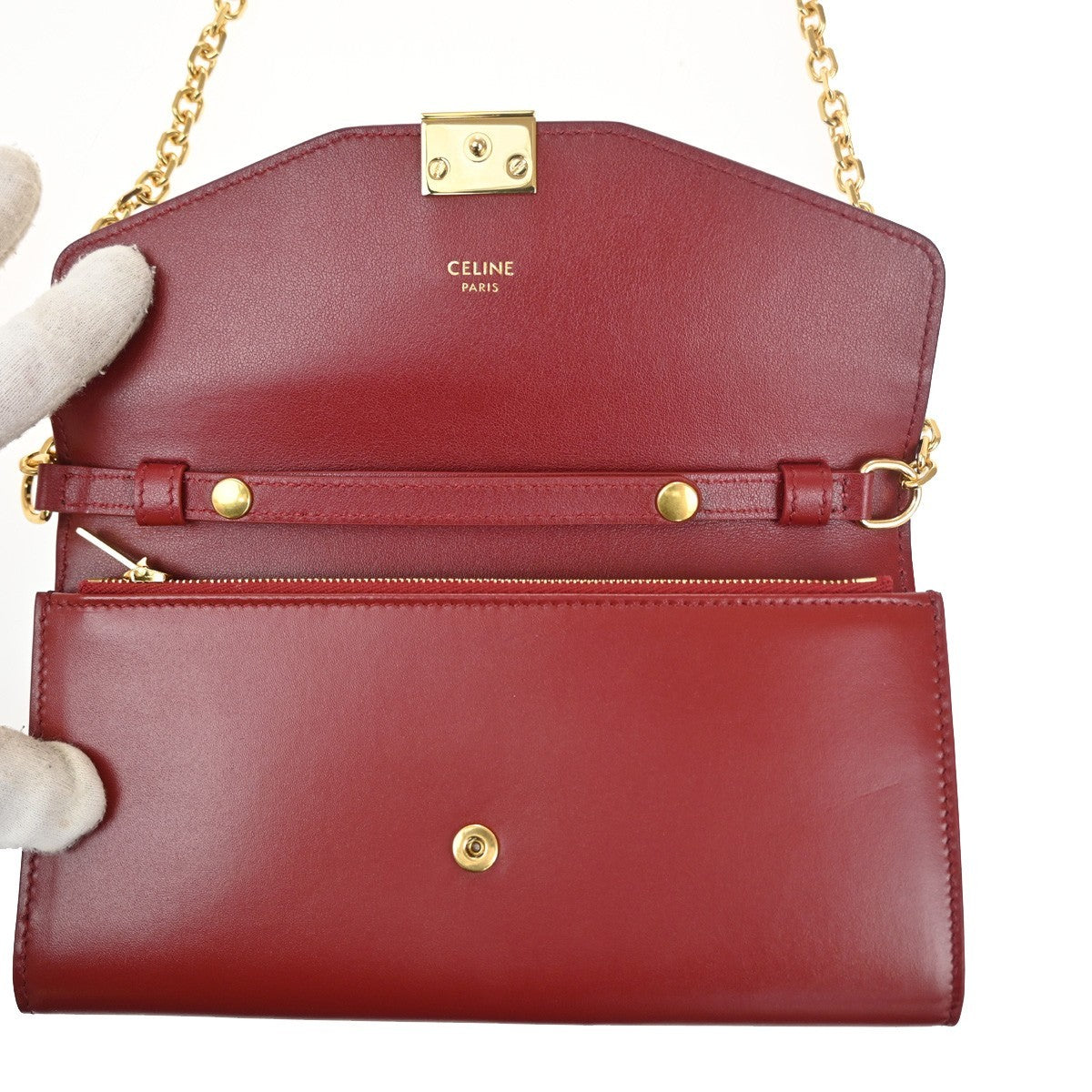 Celine C Wallet on Chain Leather