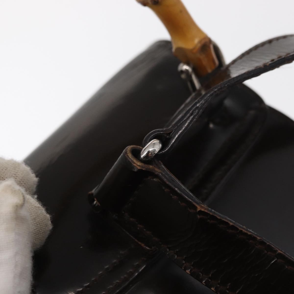 Gucci Vintage Bamboo Backpack Nylon and Patent Leather