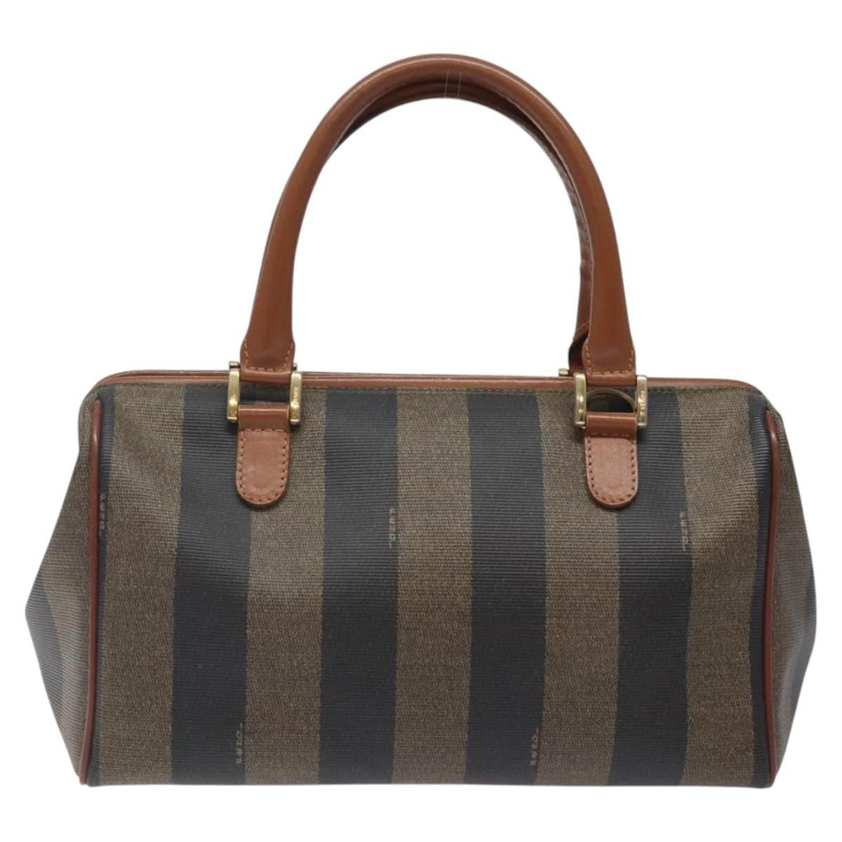 Fendi Vintage Pequin Boston Bag Coated Canvas