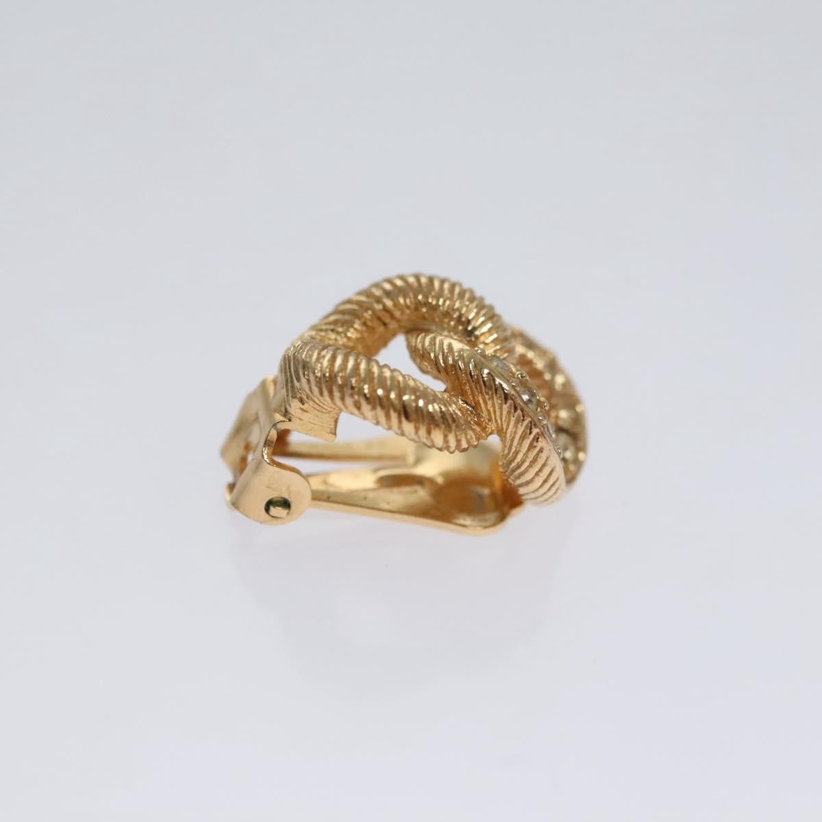 Christian Dior Vintage Chain Link Clip-On Earrings Metal with Crystals