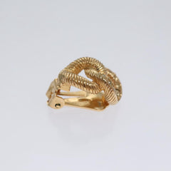 Christian Dior Vintage Chain Link Clip-On Earrings Metal with Crystals