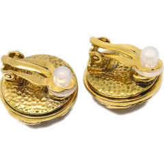 Chanel CC Round Earrings Metal and Crystal