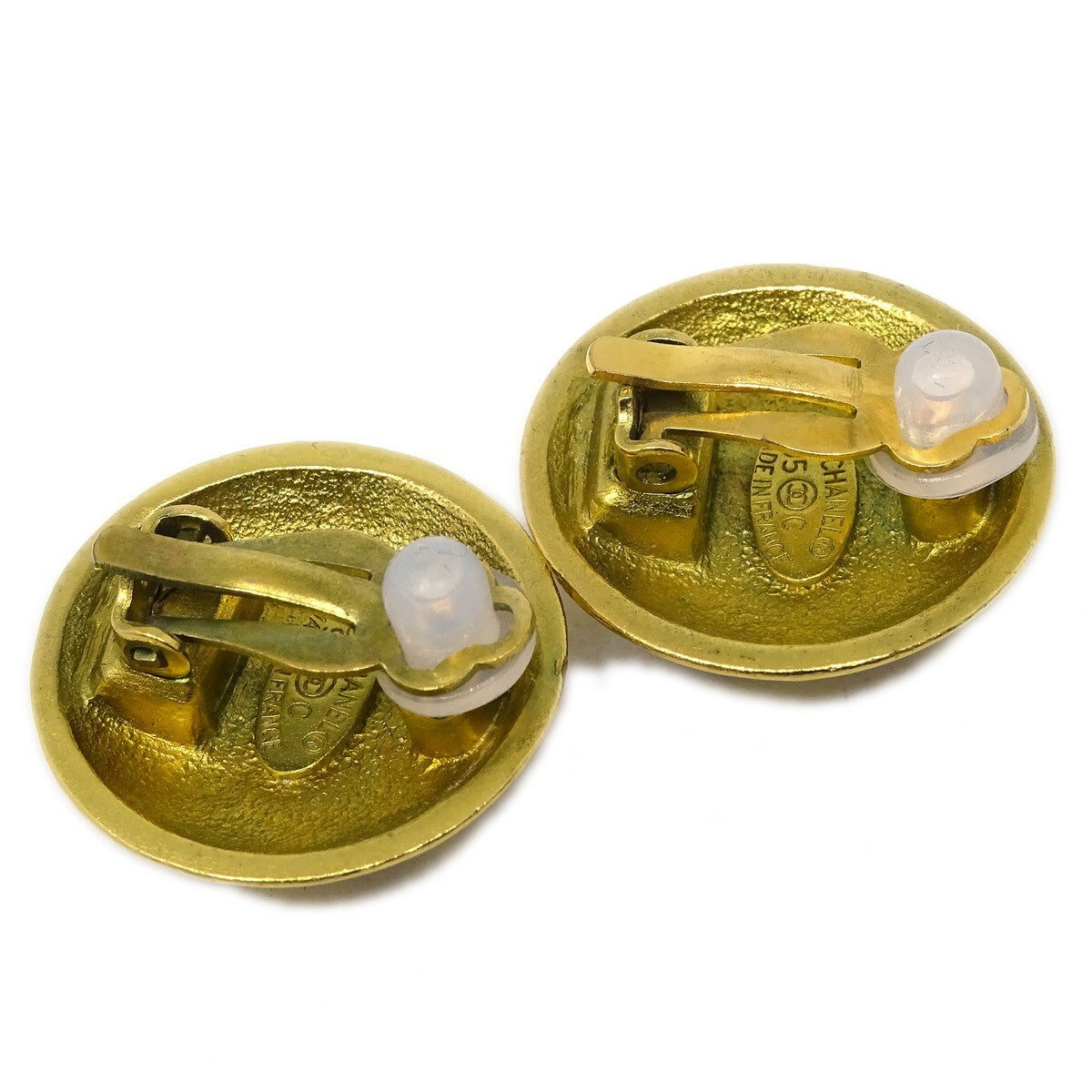 Chanel Vintage CC Round Clip-On Earrings Metal