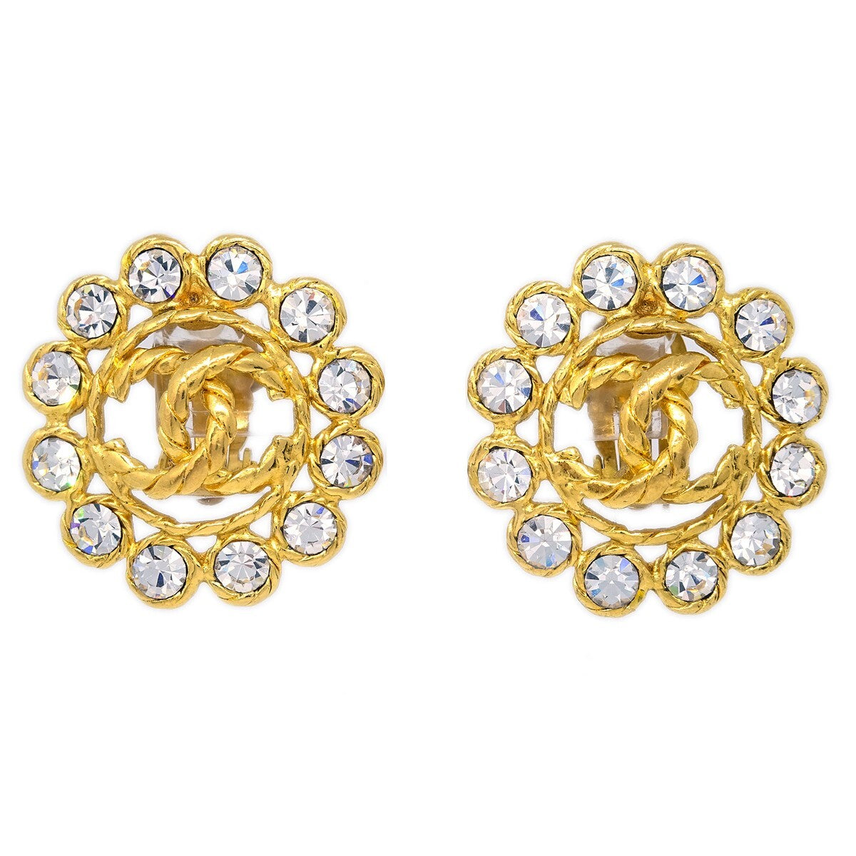 Chanel Vintage Round CC Clip-On Earrings Metal