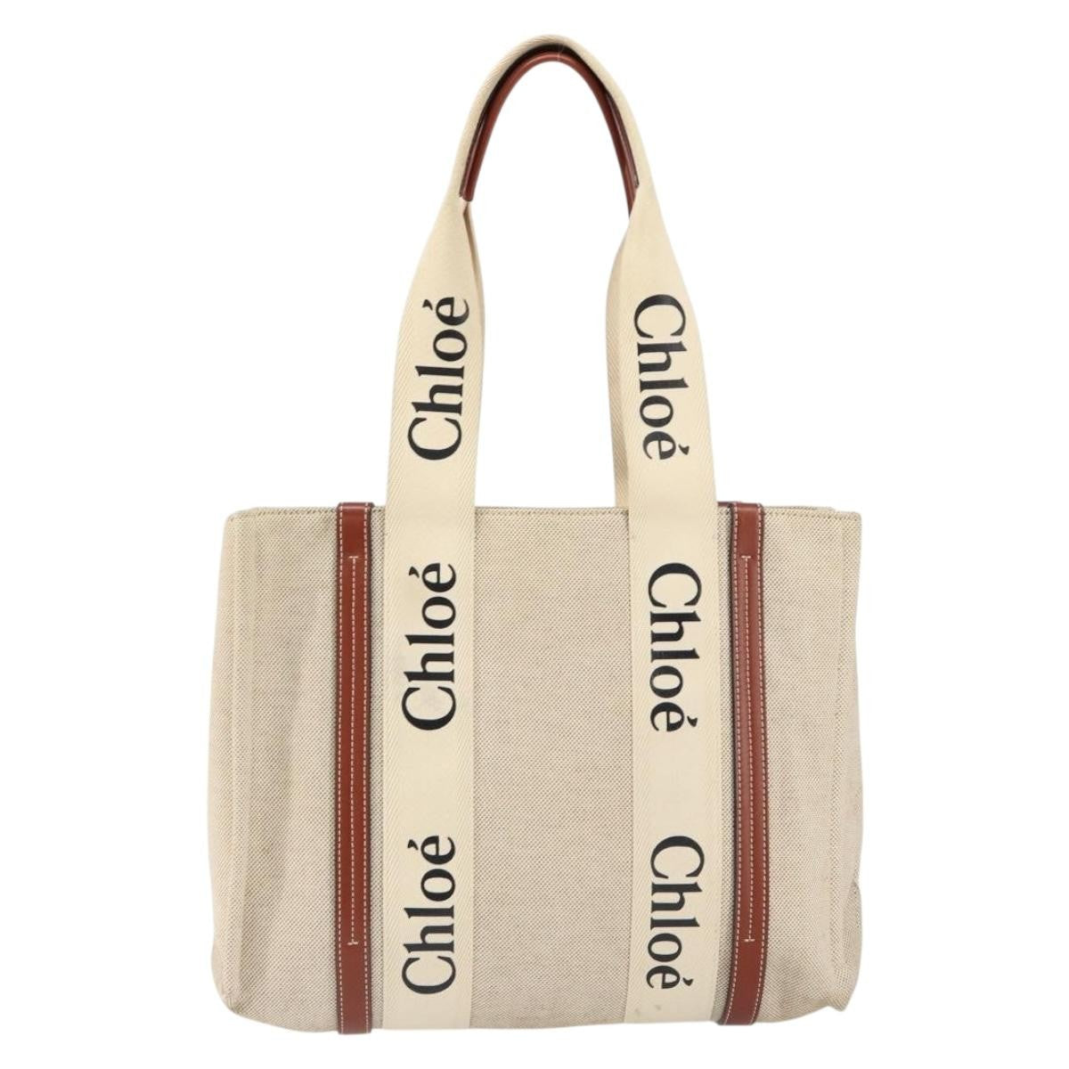 Chloe Woody Tote Canvas with Leather
