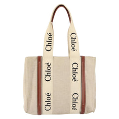 Chloe Woody Tote Canvas with Leather